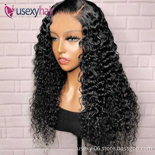 Usexy 100% raw Indian human hair wigs extension full hd lace lace wig human water wave lace frontal wig